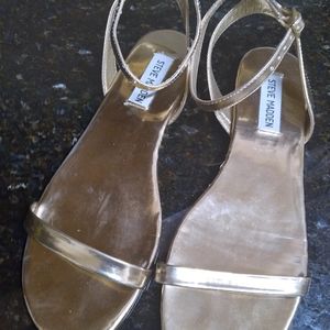 Steve Madden Strappy Gold Ankle Wrap Sandals